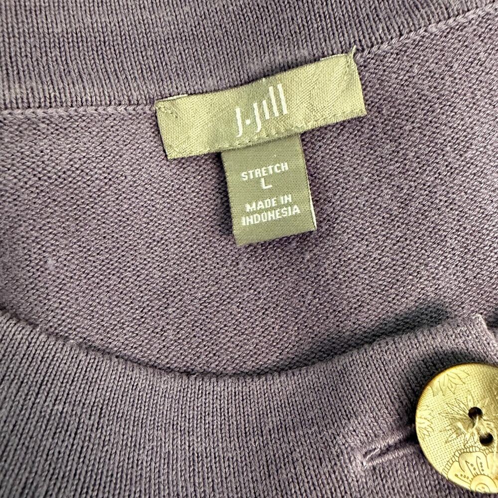 J Jill Purple Button Front Cardigan Sweater Round Neck Long Sleeve - Size LARGE - Picture 4 of 5